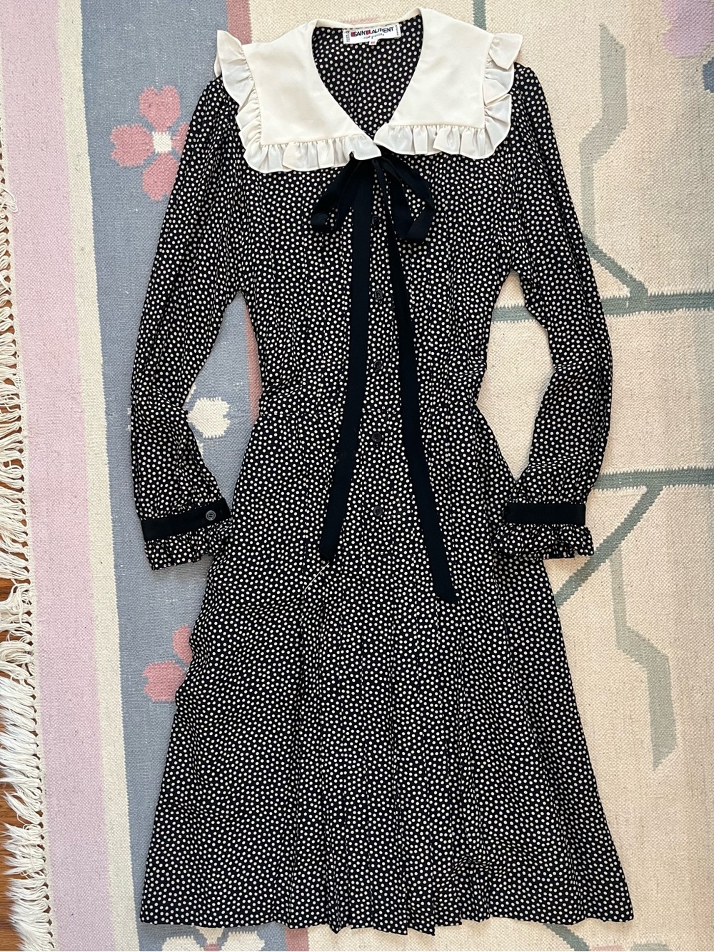 Vintage 1970s Yves Saint Laurent Rive Gauche polka dot dress
